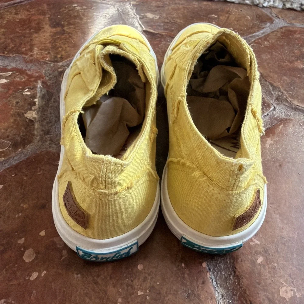 Blowfish Marley Women's Sneaker Yellow Slip On Frayed Edges 6.5